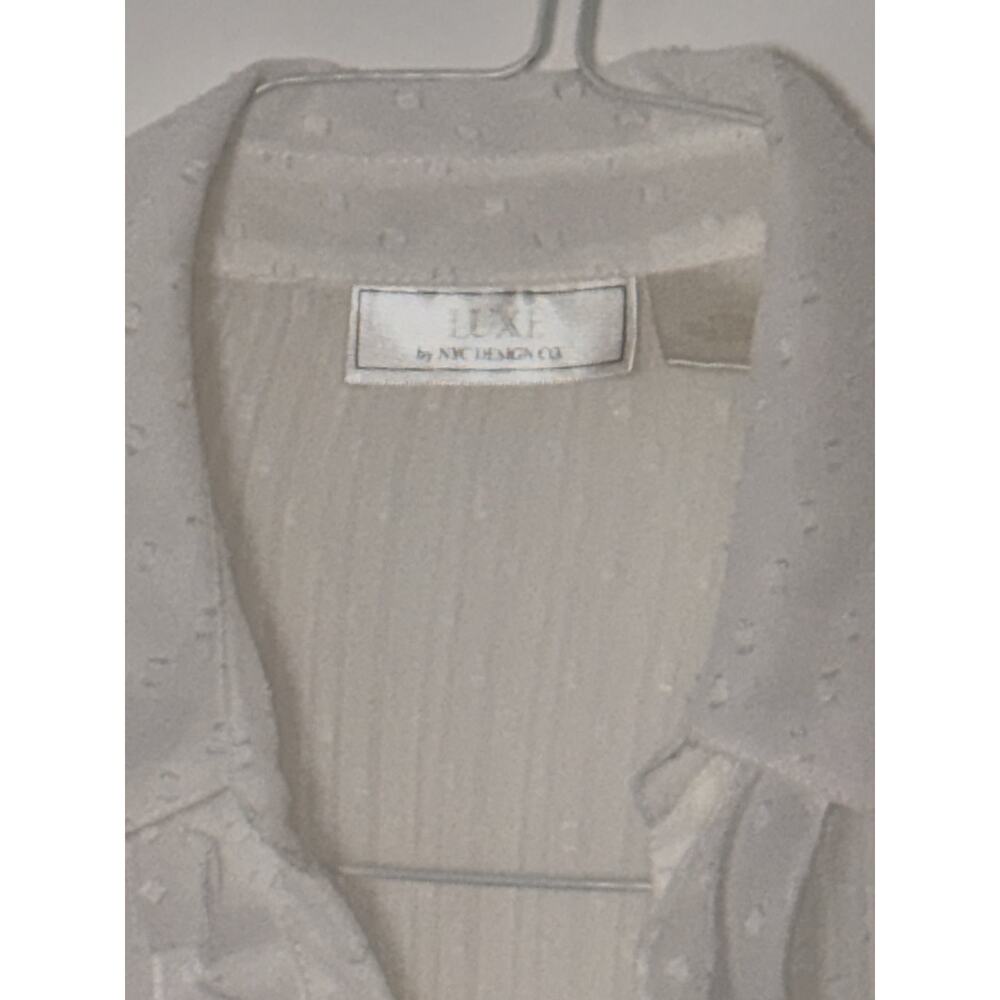 Luxe by NW Design Co White Sheer Swiss Dot Ruffled Long Sleeve Top Blouse - Picture 6 of 7